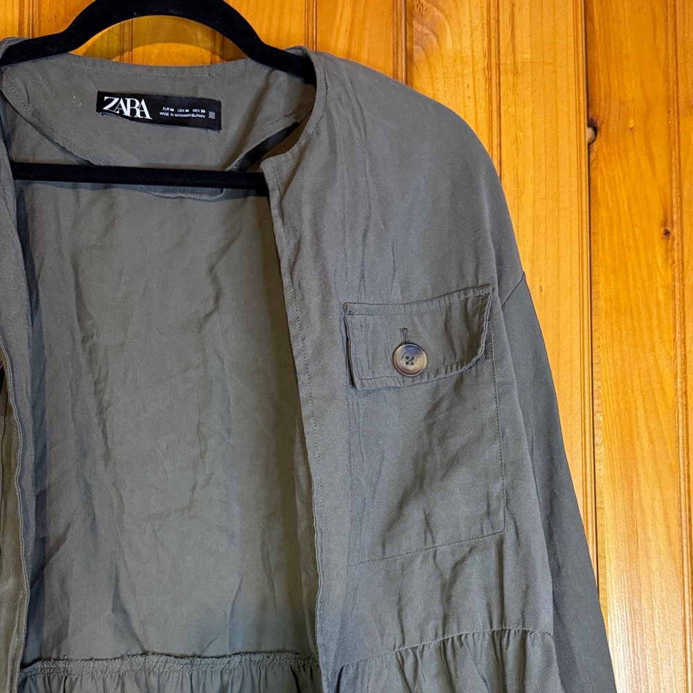 Zara Olive Green Casual Peplum Jacket - Picture 8 of 9